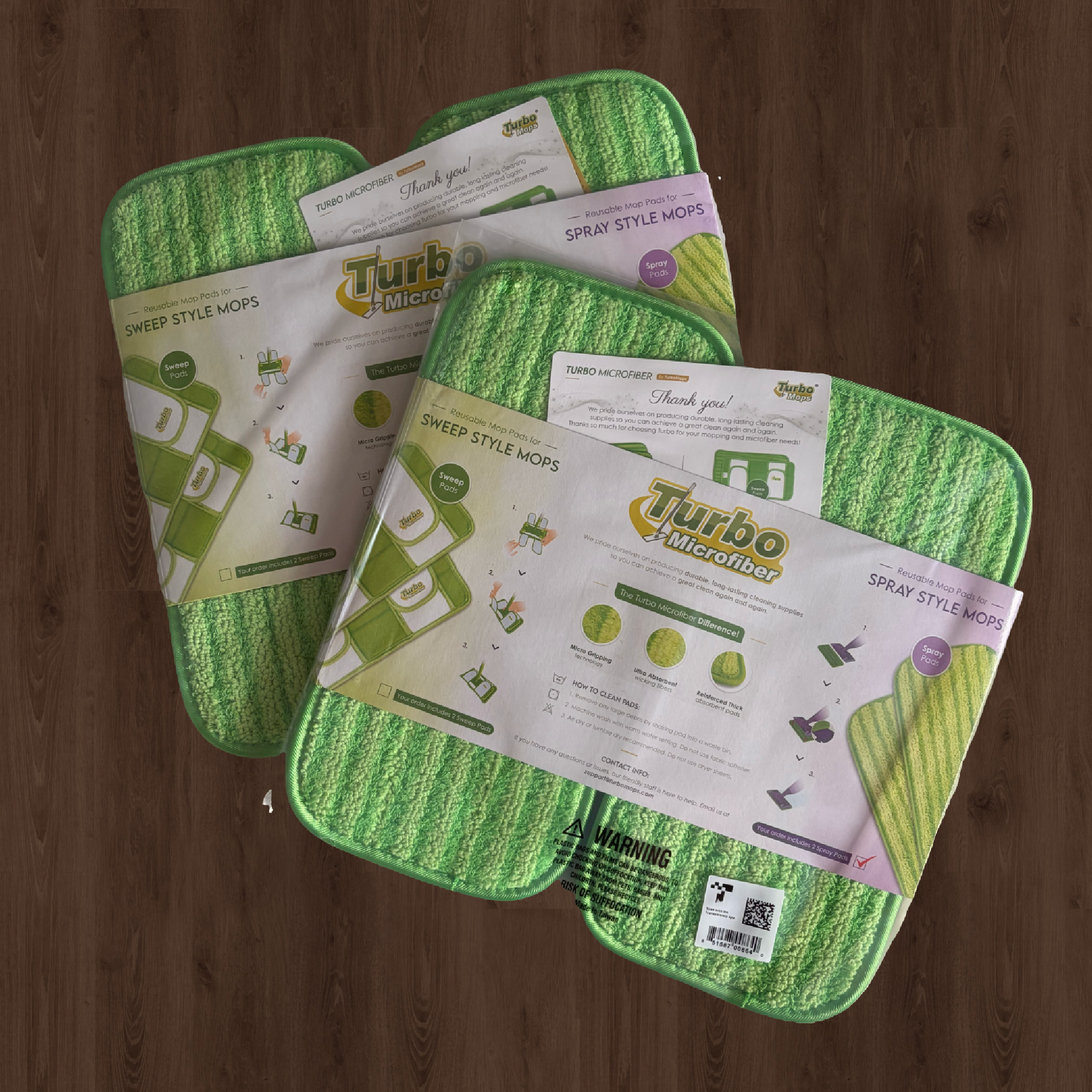 4x Turbo Microfiber - Wiederverwendbare Mopp-Pads