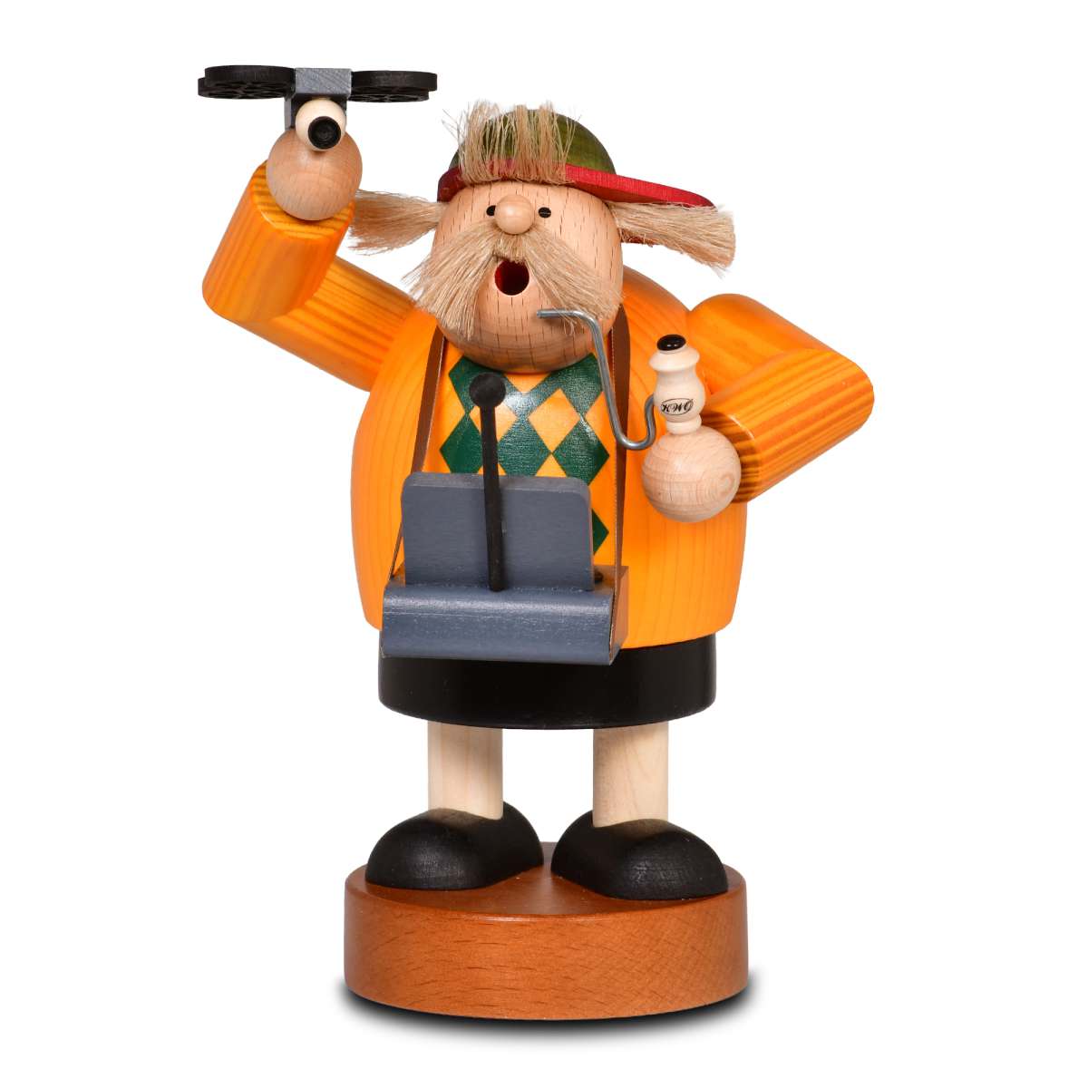 KWO Räuchermann „Drohnenflieger“ aus der Serie „Die Dicken“ – 20 cm