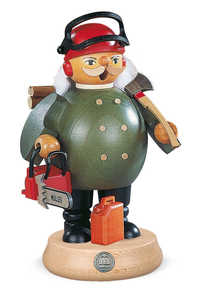 Müller Räuchermann Waldarbeiter mit Motorsäge 11 x  17 cm