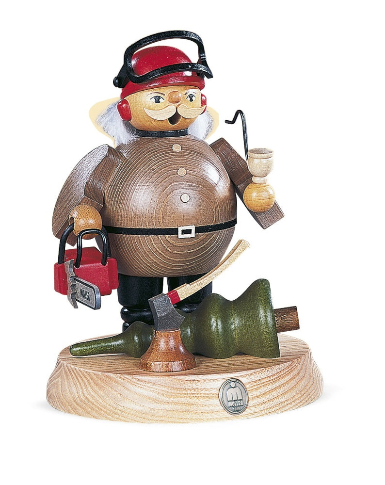 Müller Räuchermann Waldarbeiter mit Motorsäge 13 x 18 cm