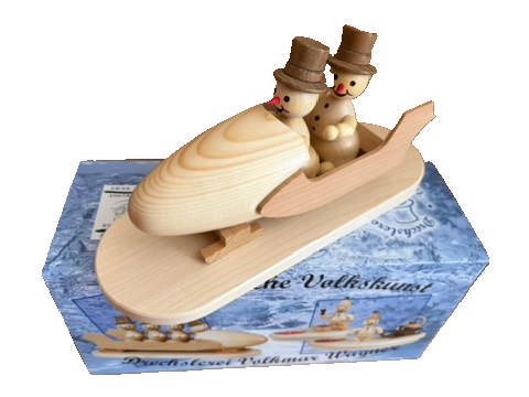 Volkmar Wagner Schneemann Zweierbob mit Zylinder